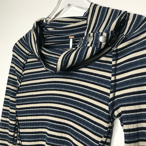 Free People Cape Cod Blue Striped Thermal Top - Picture 7 of 8